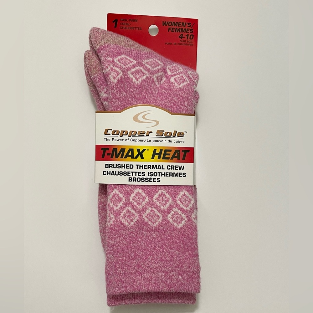 Copper Sole T-MAX HEAT  Brushed Thermal Crew women’s socks NEW